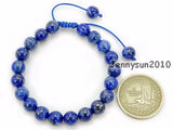 Adjustable Lapis Lazuli Round Bead Bracelet 5 Strands/Pack