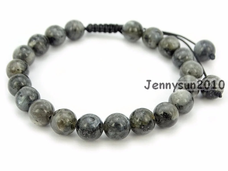 Adjustable Larvikite Labradorite Round Beads Bracelet Reiki Healing