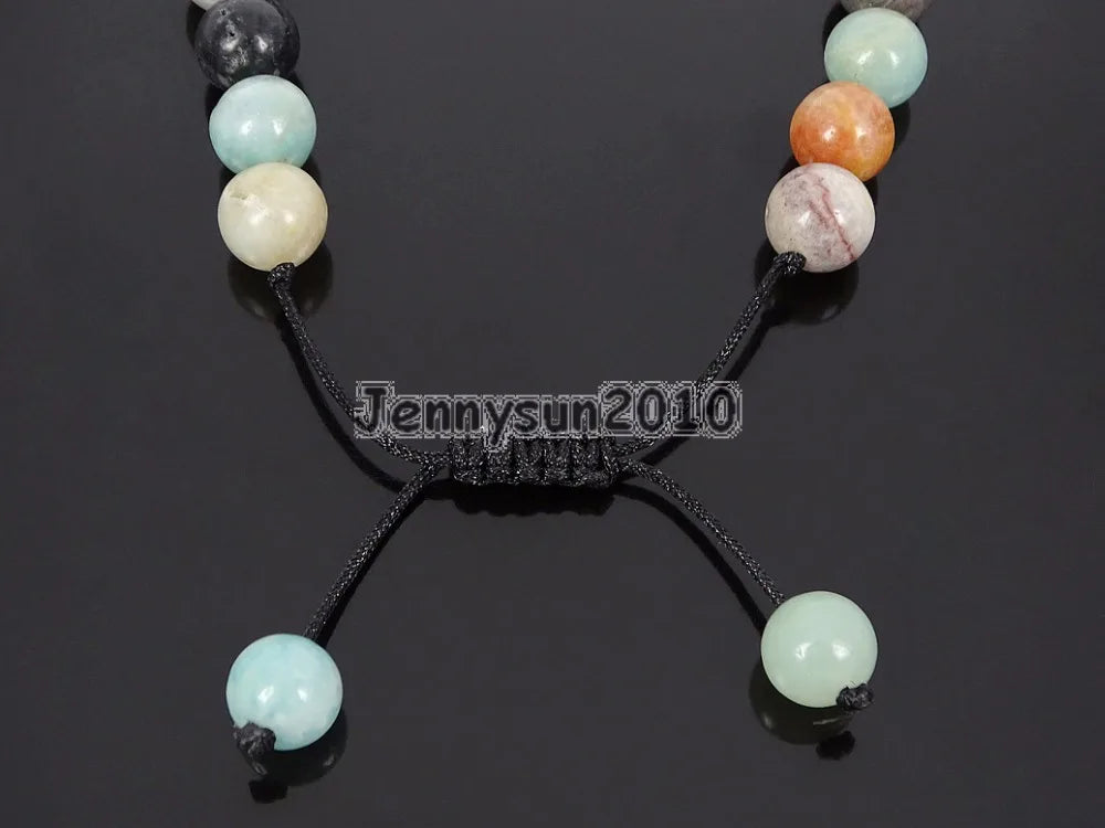 8mm Adjustable Amazonite Round Beads Bracelet Healing Reiki 5 Strands