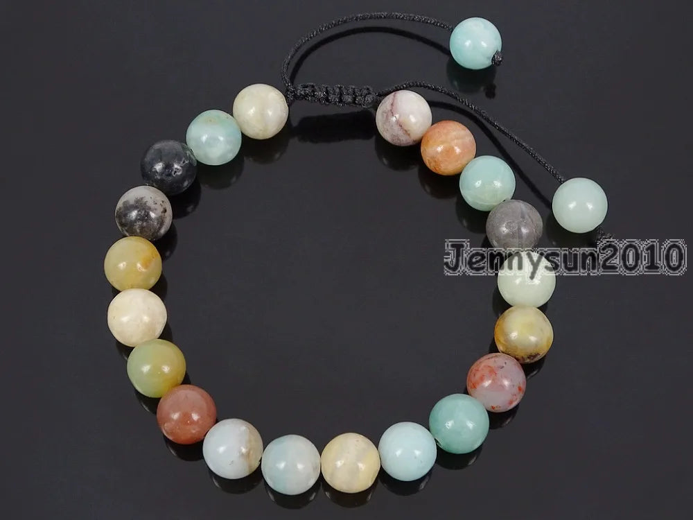 8mm Adjustable Amazonite Round Beads Bracelet Healing Reiki 5 Strands