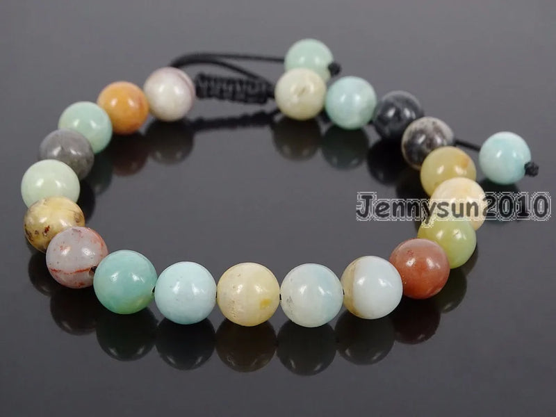 8mm Adjustable Amazonite Round Beads Bracelet Healing Reiki 5 Strands