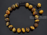 Adjustable Tiger's Eye Round Bead Bracelet 5-Pack