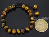 Adjustable Tiger's Eye Round Bead Bracelet 5-Pack