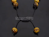 Adjustable Tiger's Eye Round Bead Bracelet 5-Pack