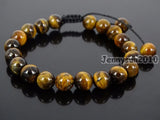 Adjustable Tiger's Eye Round Bead Bracelet 5-Pack