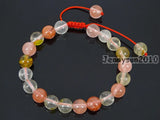 Adjustable Watermelon Skin Quartz Round Beads Bracelet Healing Reiki