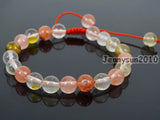 Adjustable Watermelon Skin Quartz Round Beads Bracelet Healing Reiki
