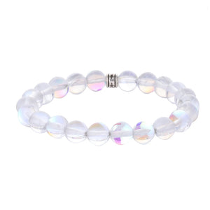Moonstone Bead Bracelet with Moon Charm for Women