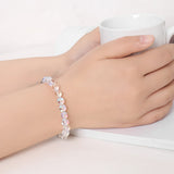 Moonstone Bead Bracelet with Moon Charm for Women