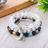 Moonstone Bead Bracelet with Moon Charm for Women