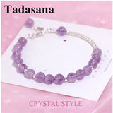 925 Silver Amethyst Stone Beads Bracelet for Women - Lucky Friendship Gift