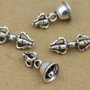 925 Silver Dorje & Bell Amulet - Tibetan Buddhist Charms