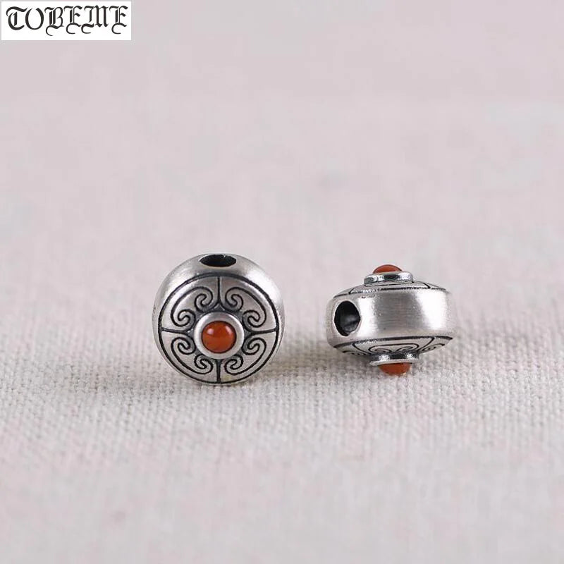925 Silver Good Luck Symbol Tibetan Beads DIY Jewelry Findings