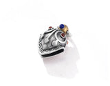 925 Silver Lucky Buddhist Wanzi Symbol Bell Charm Thai Silver Good Luck Pendant