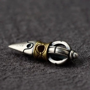 925 Silver Tibetan Dorje Amulet Buddhist Vajra Charm