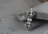 925 Silver Tibetan Dorje Bell Charm Sterling Silver Buddhist Vajra Bell Amulet