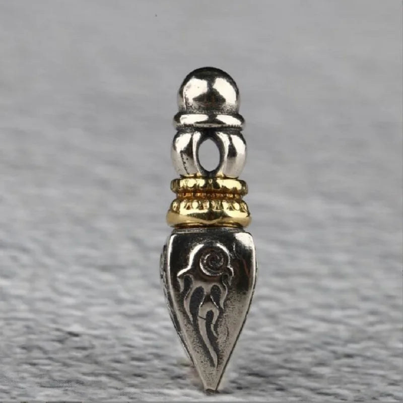 925 Silver Tibetan Dorje Charm Vintage Silver Buddhist Vajra Charm DIY Jewelry