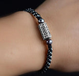 925 Silver Tibetan Six Words Proverb Beaded Bracelet