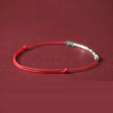 925 Silver Bamboo Red Line Lucky Bracelet Men Women Charm Bracelet