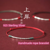 925 Silver Bamboo Red Line Lucky Bracelet Men Women Charm Bracelet
