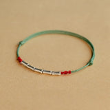 925 Silver Bamboo Red Line Lucky Bracelet Men Women Charm Bracelet