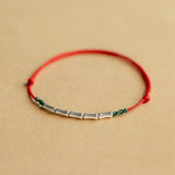 925 Silver Bamboo Red Line Lucky Bracelet Men Women Charm Bracelet