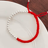 925 Silver Beaded Bracelets Bangles Red Thread Statement Bijoux