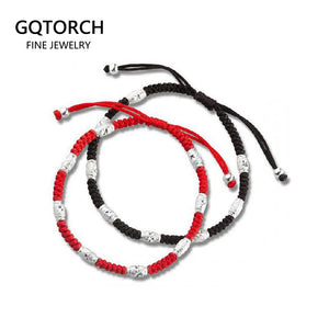 925 Silver Beads Red Rope Bracelets Cord String Friendship Bangle