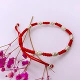 925 Silver Beads Red Rope Bracelets Cord String Friendship Bangle