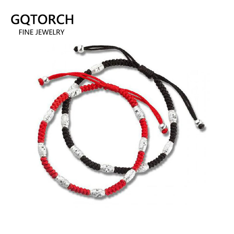 925 Silver Beads Red Rope Bracelets Cord String Friendship Bangle
