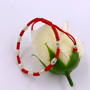 925 Silver Beads Red Rope Bracelets Cord String Friendship Bangle