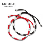 925 Silver Beads Red Rope Bracelets Cord String Friendship Bangle