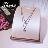 925 Silver Stars CZ Multilayer Pendant Necklace