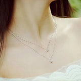 925 Silver Stars CZ Multilayer Pendant Necklace