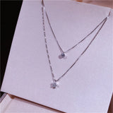925 Silver Stars CZ Multilayer Pendant Necklace