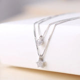 925 Silver Stars CZ Multilayer Pendant Necklace