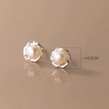 925 Silver Pearl Twist Flower Stud Earrings