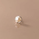 925 Silver Pearl Twist Flower Stud Earrings