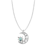 925 Silver Moon Stars Opal Sun Pendant Necklace for Women XN217