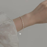 925 Silver Oval Round Beads Bracelet for Women