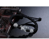 999 Silver Turtle Beaded Bracelet 3D Lucky Coin Braided Bracelet