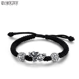 999 Silver Turtle Beaded Bracelet 3D Lucky Coin Braided Bracelet