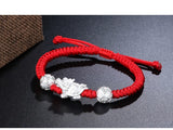 999 Silver Turtle Beaded Bracelet 3D Lucky Coin Braided Bracelet