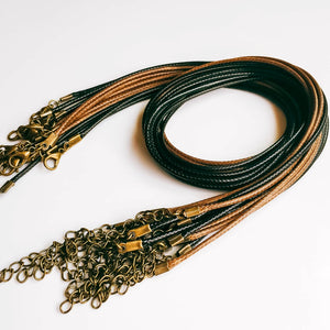 Adjustable Brown Leather Cord Lobster Clasp Pendant Necklace 20pcs 50cm