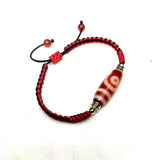 Adjustable Bracelet Agate 2 eyes Tibetan Dzi Bead Amulet Good Luck Red High