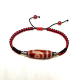Adjustable Bracelet Agate 2 eyes Tibetan Dzi Bead Amulet Good Luck Red High