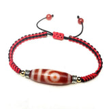 Adjustable Bracelet Agate 2 eyes Tibetan Dzi Bead Amulet Good Luck Red High