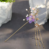 Chinese Style Flower Simulated Pearls Tassel Hair Sticks for Bride