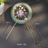 Chinese Style Flower Simulated Pearls Tassel Hair Sticks for Bride