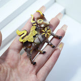 Acrylic Flower Cattle Brooches Women Bull Ox Animal Year Party Brooch Pins